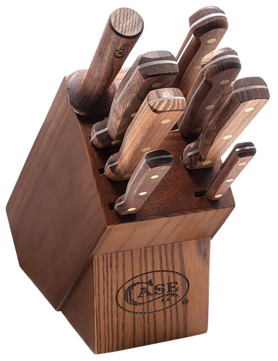 [021205102498] Case Household Cutlery Set Plain/Serrated Stainless Steel Tru-Sharp SS Satin Tru-Sharp SS Walnut 9 Pieces