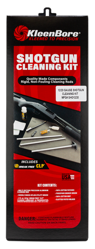 [026249906507] KleenBore Shotgun 12/20g Classic Cleaning Kit includes 3-Piece Aluminum Rod with 32" OAL, Nylon Double Ended Brush, Phosphor Bronze Brush, Cloth & Cleaning Patches for 12, 20 Gauges