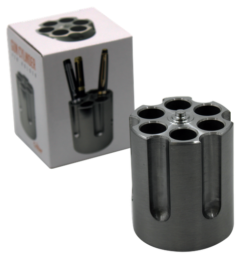 [024718513416] Caliber Gourmet CBG-1007-BK Caliber Gourmet Cylinder Pen Holder Black Aluminum 3.25" x 2.75" Pistol Cylinder