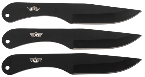 [024718510279] Uzi Accessories UZK-TRW-004 Throwing Knives IV Three, 8.25" Plain Black Stainless Steel