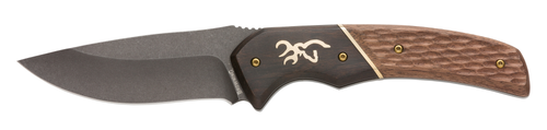 [023614964827] Browning Hunter 3.63" Fixed Drop Point Plain Black Oxide Stonewashed 440C SS Blade/Brown Jigged Hardwood Walnut Handle Includes Sheath