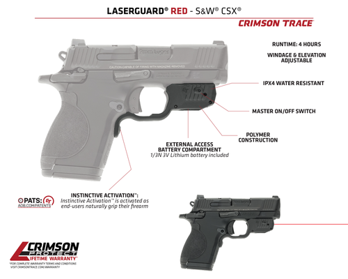 [810048570751] Crimson Trace Laserguard CSX Red Black Smith & Wesson 013000172
